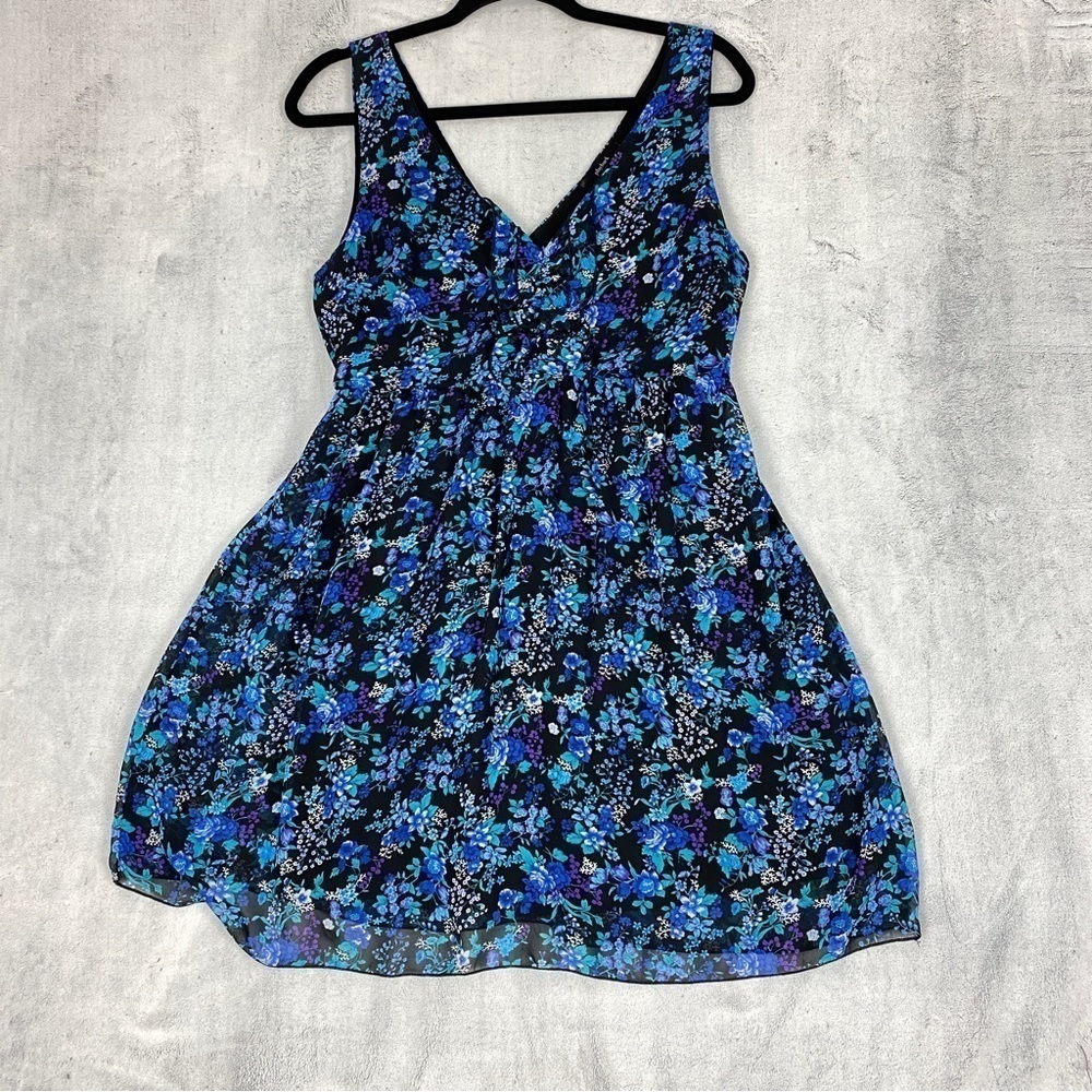 Playback Mini Dress Lined Floral Large V-Neck Halter Elastic Waist